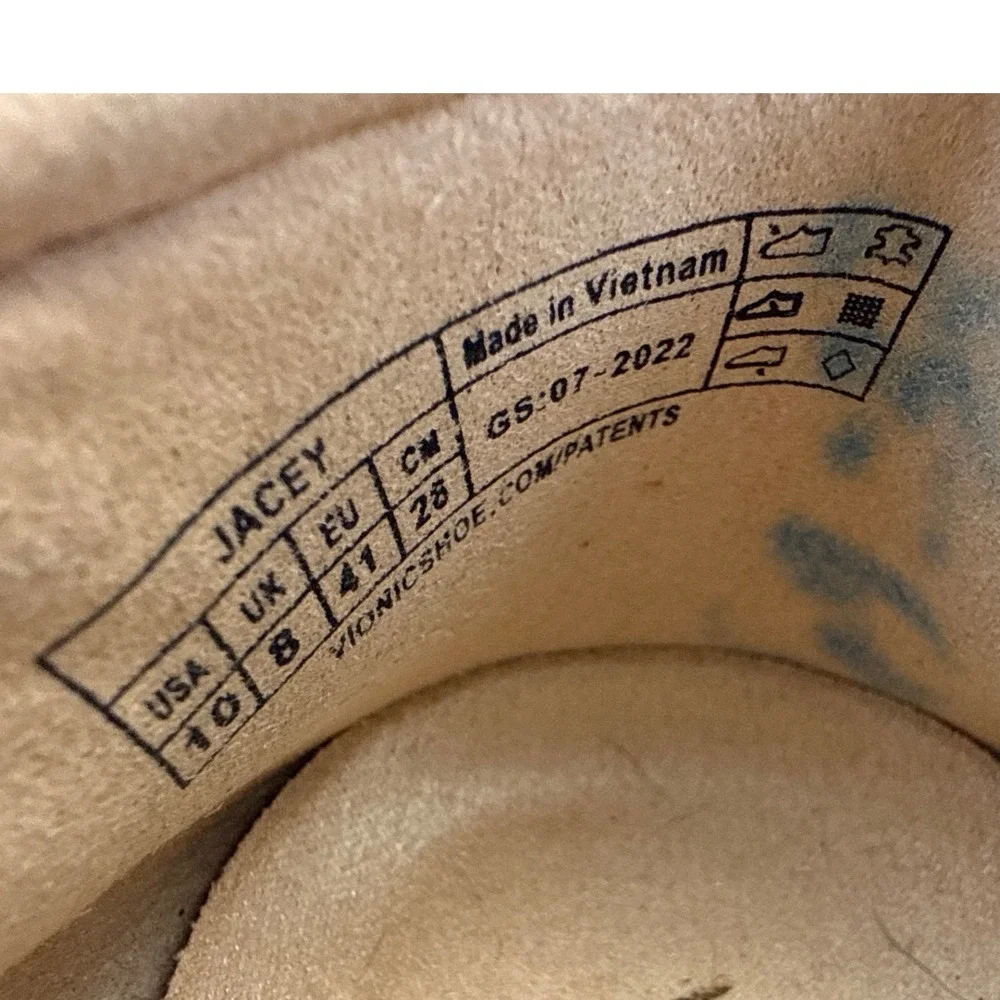 Vionic Jacey Wedge Slip On Womens 10 Tan Leather Suede Comfort Ballet Flats